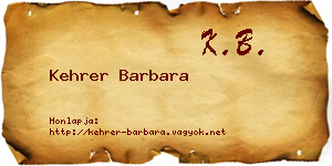 Kehrer Barbara névjegykártya